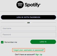 spotify password reset oage