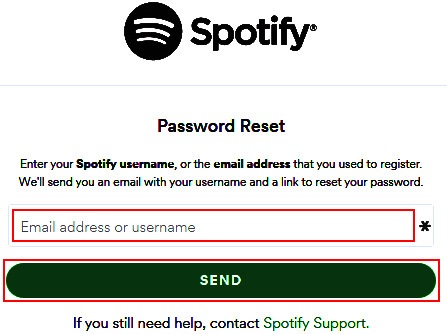 forgot spotify login