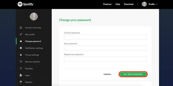 change spotify password change spotify password