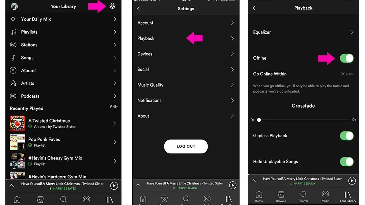 how to listen to spotify offline on iphone