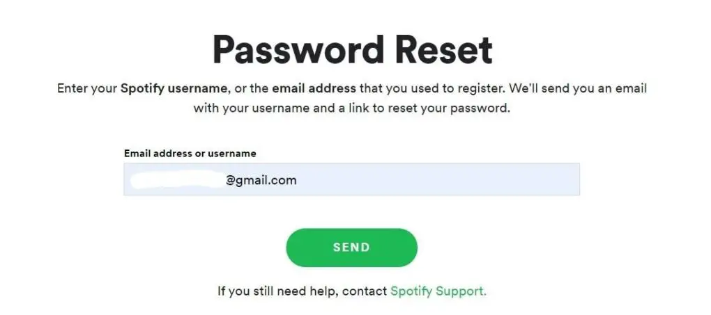 spotify password reset email