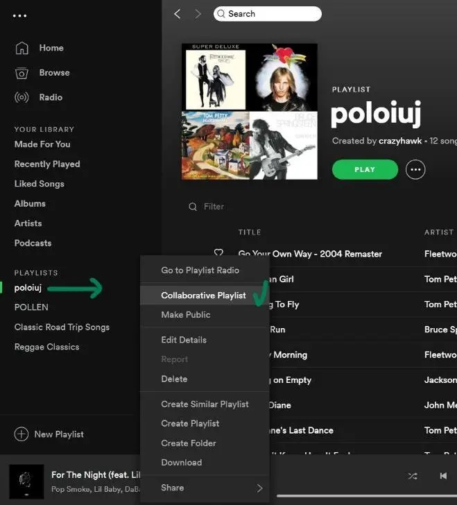 collaborative playlist spotify on desktop