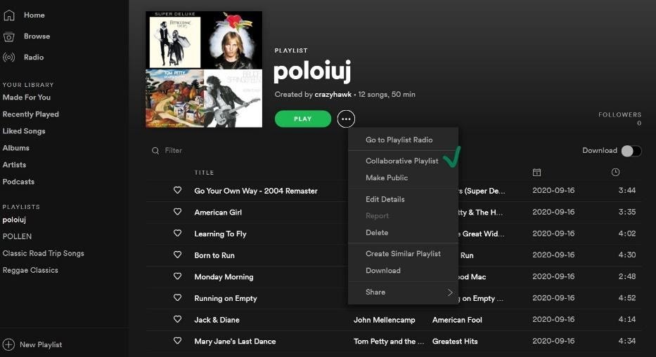 collab playlist spotify on desktop
