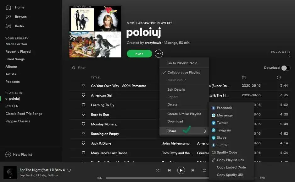 share spotify playlist on desktop