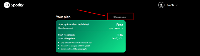 how to change spotify premium plan