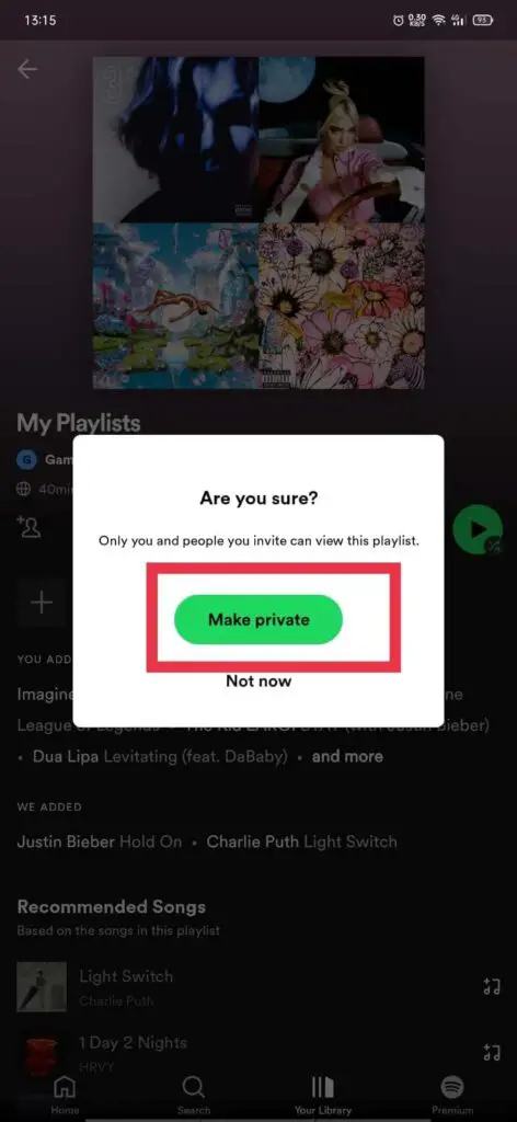 make playlist private spotify desktop