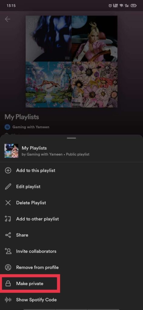 make playlist private spotify desktop